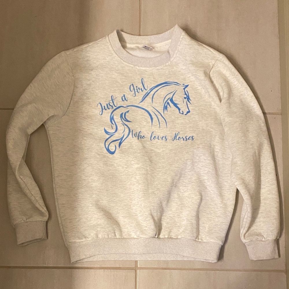 Women's Gray Horse Graphic Sweatshirt